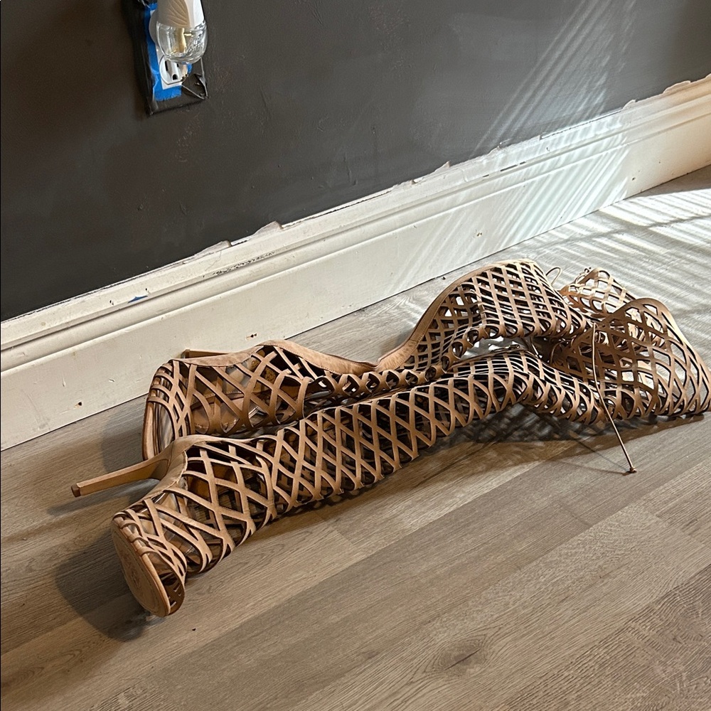 Vince Camuto Tan Caged Heels